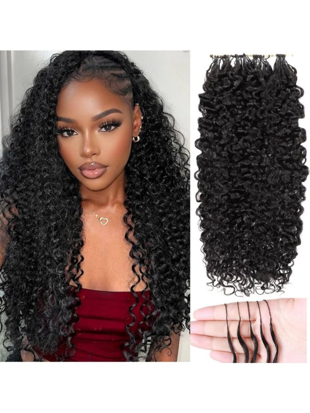 18-Inch Pre-Looped Crochet Hair - Natural Bouncy Wave, Soft & Knotless for Black